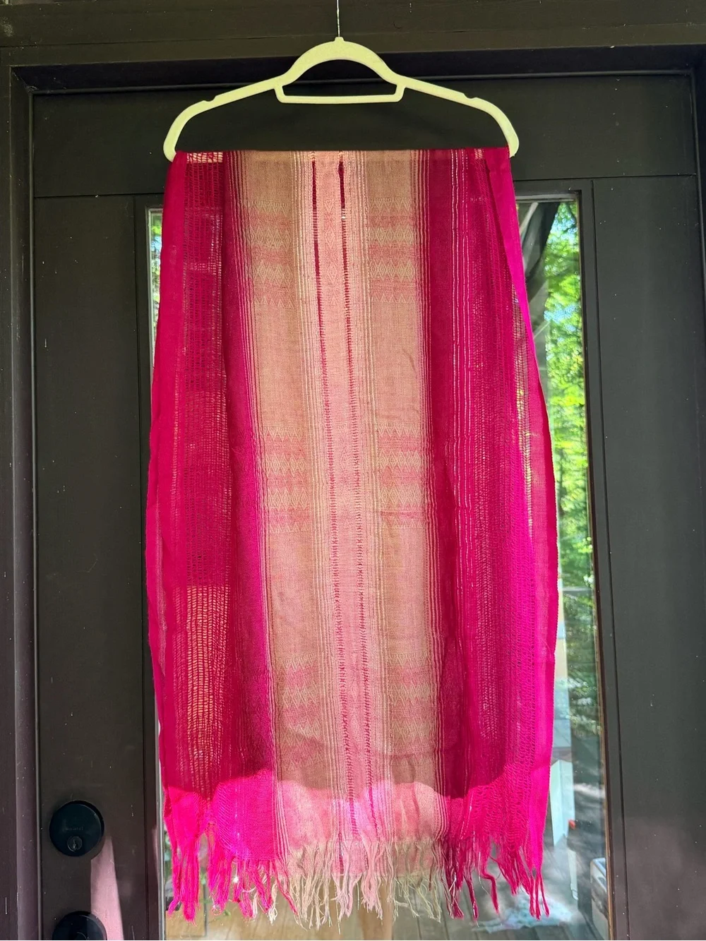 Magenta Lightweight Fringe Wrap Scarf